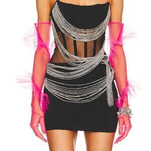 NBD Tulle Ruffle Gloves - Hot Pink